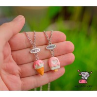Кулон для двоих друзей "Best Friends. Ice cream розовое. Цена за набор 